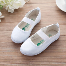 英西娜儿童体操鞋男童白球鞋女童帆布鞋幼儿园小白鞋学生舞蹈鞋宝宝室内 白色方口 220码内长21.5cm