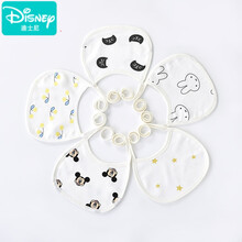 迪士尼（Disney）婴儿口水巾纯棉系带围兜新生儿童口水兜防吐奶宝宝小围嘴春夏薄款 5条装系带小围嘴(洁白系) 建议0-2岁