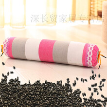 决明子颈椎枕头糖果枕护颈 圆柱枕头荞麦皮圆枕成人决明子护颈枕 决明子白玫灰