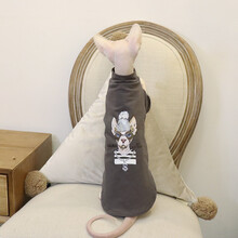 春夏无毛猫衣服斯芬克斯猫衣服德文比鲁斯高矮脚通用薄款纯棉潮牌 灰色（斯芬克斯） L-大型