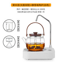 达洛优玻璃煮茶壶可加热提梁蒸煮茶器家用耐高温泡茶壶电陶炉烧水壶茶具 荣木壶(平光双胆)+自动上水电陶炉(白色)