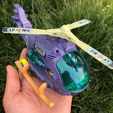 迪拉宝声光万向工程车挖掘机反斗车坦克飞机消防车搅拌车男孩仿真车模型儿童玩具 灯光万向直升飞机【紫色】