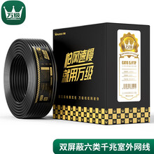 万级（WANJEED）六类千兆网线室外防水抗晒耐寒cat6类双屏蔽纯铜POE供电户外监控专用网络线缆1-12823