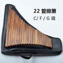 【22管苦竹排箫】G/F/C调左手低音芈月传排笛吹奏乐器成人排萧 22管左手低音长管 C调+皮革袋