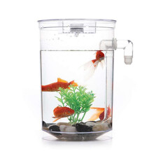 燕之雁 懒人免换水自动清洁过滤净水简约桌面小型金鱼斗鱼鱼缸圆形