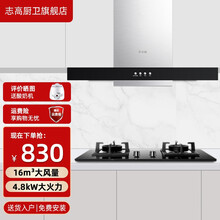 志高（CHIGO）抽吸油烟机燃气灶具套装家用厨房大吸力节能猛火套餐欧式顶吸抽烟机自动清洗 烟机H095A + 灶具F200A 天然气