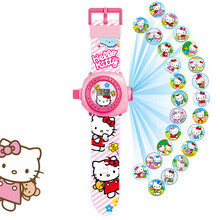 儿童玩具手表可翻盖可当手电筒女孩发光投影手表卡通奥特曼蜘蛛侠电子表4男孩3-6岁1表两2用 KT猫 | 24图 | 投影手表