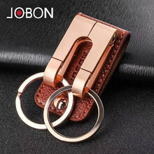 中邦（JOBON）穿皮带双扣双环皮质钥匙扣男士汽车钥匙扣腰带挂件钥匙链锁匙扣钥匙圈钥匙环 ZB-050-金色