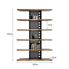 北欧实木书架满墙工业风简约客厅收纳柜办公室美式铁艺置物落地 单支架：100*35*200 板厚3cm