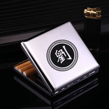 玛杜罗Maduro纯铜烟盒男士香菸盒子全铜拉丝简约光面20支装烟盒 20支装银色拉丝百家姓定制