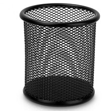 西玛（SIMAA）圆形笔筒网纹防锈办公金属 创意简约桌面收纳 黑色8136