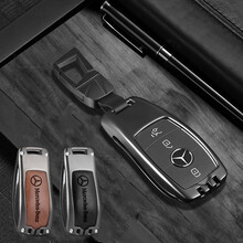 奔驰钥匙套壳扣包新E级e300lC260LC200LA200LE260GLC高档合金车钥匙 奔驰刀锋扣款【赠棕色背+黑色背】
