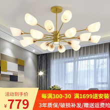 洛希 客厅吊灯北欧现代简约卧室灯大气家用创意个性时尚样板房餐厅灯具 16头金色直径105cm-E27三色