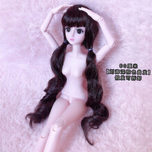 叶罗丽60厘米假发可拆4D真眼假睫毛20关节素体改妆裸娃大芭比娃娃 【刘海深棕色曲发】60厘米 【单卖假发】只有头发