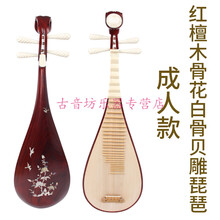 琵琶乐器儿童初学入门琵琶乐器初学专业演奏硬木琵琶乐器 红檀木白骨骨花贝雕琵琶
