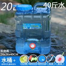 水桶家用储水桶塑料带盖纯净矿泉桶户外车载大号手提方桶宿舍蓄水  妍帝洁 20升方桶带龙头套餐