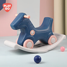 PLAYGO 摇摇马二合一溜溜车小木马儿童玩具男女孩婴儿健身玩具户外玩具摇椅宝宝摇摇车 二合一儿童摇摇马（普鲁士蓝）