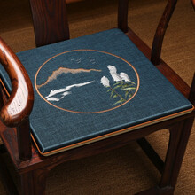 罗曼时光 红木沙发坐垫椅子座垫定制中式家具圈椅太师椅垫海绵防滑凳子垫子 云水谣椅垫-深蓝 45*38cm（含3cm海绵）