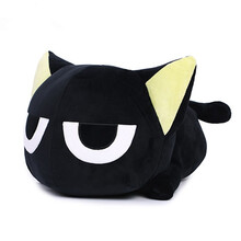 罗小黑战记罗小黑公仔卡通表情公仔动漫抱枕萌猫毛绒玩具玩周边偶儿童生日礼物玩偶 趴款半眼 38厘米(款)