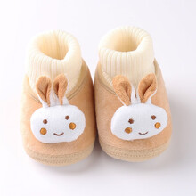 萌邦佰韵 童鞋2021年春秋冬新款婴儿棉鞋可爱兔子男女宝宝学步棉鞋软底学步鞋 黄色