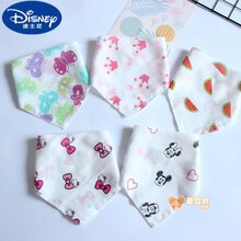 迪士尼（Disney）5条装宝宝口水巾婴儿童纯棉薄纱三角巾夏季款围嘴0-2岁新生儿 蝴蝶组【5条装】