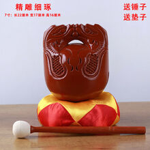 润鑫缘樟木老料木鱼道教佛教寺庙佛堂实木大木鱼宗教用品法器一套 7寸黄色樟木木鱼