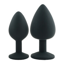 云曼  宝石硅胶肛塞 SM外出佩戴后庭肛栓门塞情趣性用品男女用扩张扩肛器 黑色(中号+大号)