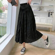 敏潮格伦孕妈托腹裙子波点高腰A字宽松百褶孕妇半身裙夏季春装2021新款 黑色 M