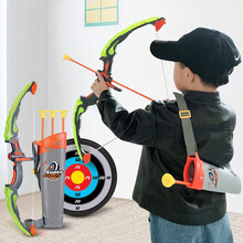 赟娅 儿童发光弓箭玩具套装室内户外射击弹弓箭弩吸盘弓箭儿童生日礼物玩具运动休闲竞技传统弓箭户外男女孩 青橙款【标配3箭】