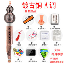 云南防摔镀铜葫芦丝乐器初学C调降b调A演奏儿童学生自学 镀红古铜A调【全套赠品】