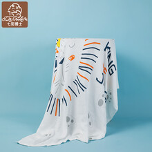 七彩博士 婴儿夏季盖毯 竹纤维冰丝盖毯透气纱布小毯子盖肚子小被宝宝午睡毯婴儿浴巾新生儿用品空调被 小狮子
