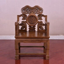 慢象红木家具非洲鸡翅木（学名：非洲崖豆木）宝座 办公椅子 沙发椅 靠背椅实木中式客厅茶椅电脑椅皇宫椅 A款：长69*宽55*高48*cm