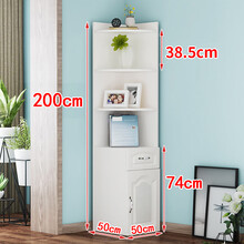 角柜客厅角落柜三角形转角墙角柜收纳拐角边柜斯帕克 长50*宽50*高200欧式门(白色) 组装