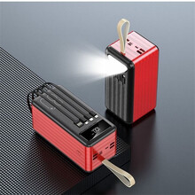 南斯夫 自带线充电宝80000毫安时超大容量快充多功能移动电源耐用户外通用 红色旗舰版提速版自带四线