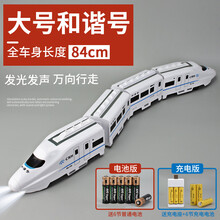 电动高铁和谐号仿真动车模型儿童男孩益智多功能小火车轨道车玩具 电动和谐号-特大号84cm 充电版（配充电电池+充电器）