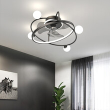 显旺 吸顶扇风扇客厅餐厅卧室家用简约现代吊灯电扇灯具风扇灯 B款黑色-60cm*28cm-变光6档风 无极调光