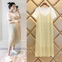 奕雅轩孕妇装夏装时尚新款孕妇裙孕妈洋气网红春夏天小个子减龄连衣裙夏季 浅绿色 L