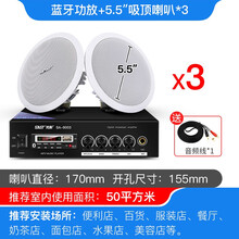 先科S1-8无线蓝牙天花板音响吸顶喇叭套装嵌入式有线音箱3D环绕重低音室内家用客厅餐厅壁挂商用广播 3个5.5寸+蓝牙功放