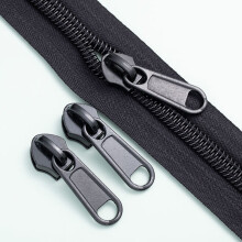 包包拉链配件行李箱书包背包长拉锁条更换维修被套被罩专用拉链头 5号 黑色2米+黑色拉头 2个