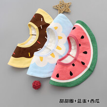 婴儿口水巾360度旋转口水兜围嘴春夏纯棉防水新生儿宝宝吐奶围兜 甜圈+蓝蛋+西瓜 均码建议0-3岁