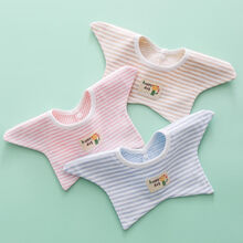 婴儿双面防水口水巾新生儿360度正反两用纯棉围嘴超柔吸水 (防水)条纹五星 (3条)女宝