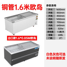 商用冰柜大容量冷柜冰箱冷藏展示柜保鲜冷冻两用透明玻璃卧式岛柜 1.6米长欧岛  688升