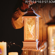 520风灯飘下雪花水晶球音乐盒旋转跳芭蕾舞配女孩八音盒生日礼物 粉框花仙子