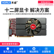 旌宇AMD FP78M G12V 12屏十二联屏多屏显卡大屏拼接VHDCI接口EDID锁屏电视墙专用 RX580G12VD-8G新旗舰 赠线VHDI to DVI输出