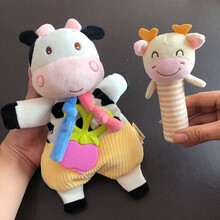 安抚巾婴儿可入口 啃咬 可入口婴儿安抚巾婴幼儿3-1岁宝宝睡眠神器啃咬抓握毛绒玩偶玩具 公仔+BB棒牛