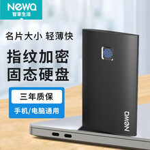 NEWQ固态移动硬盘SSD指纹加密128g256g/512g/1t type-c接口手机电脑便携存储 黑色128G