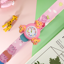 儿童手表玩具拍拍表圈生日礼品园卡通幼儿男女孩六一小猪佩奇 旋转粉红