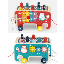 打地鼠游戏玩具幼儿童益智力婴儿早教1-3岁男孩女孩音乐玩具推车 新大象红色敲琴（敲琴+齿轮）