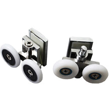 304不锈钢淋浴房双滑轮老式浴屏摇摆轮玻璃移门滚轮圆弧形可调轮 下滑轮直径26mm