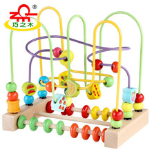 敲琴绕珠翻板小鹿计算架儿童早教珠算木质算珠架多功能木制 QZM数字水果绕珠